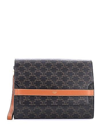 Céline Flap Wristlet Pouch Triomphe Coated Canvas (view 1)
