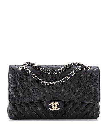Chanel Classic Double Flap Bag Chevron Caviar Medium (view 1)