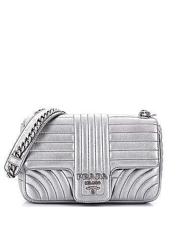 Prada Chain Flap Shoulder Bag Diagramme Quilted Leather Medium (view 1)