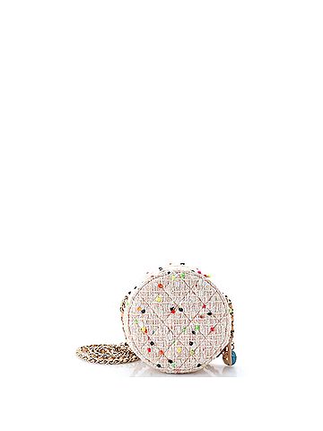 Chanel Charm Round Clutch with Chain Quilted Tweed (view 2)