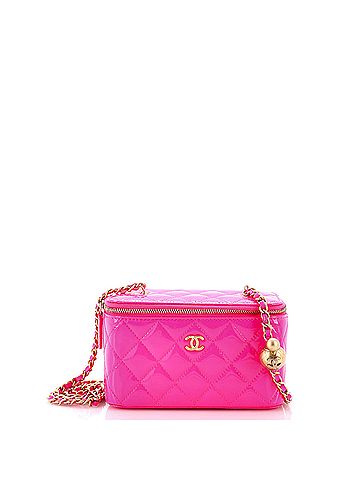 Chanel Pearl Crush Vanity Case with Chain Quilted Patent Small (view 1)