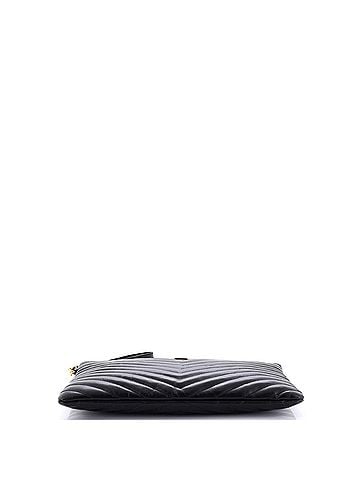 Saint Laurent Classic Monogram Wristlet Pouch Matelasse Chevron Leather Medium (view 2)