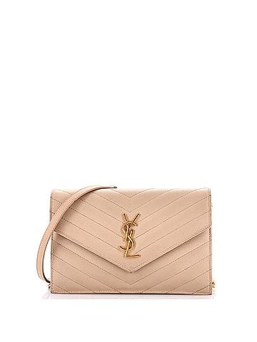 Saint Laurent Classic Monogram Wallet on Chain Matelasse Chevron Leather Small (view 1)