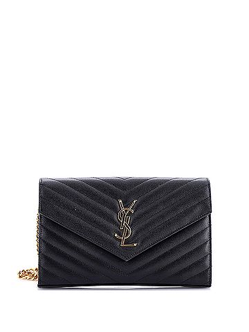 Saint Laurent Classic Monogram Wallet on Chain Matelasse Chevron Leather Medium (view 1)