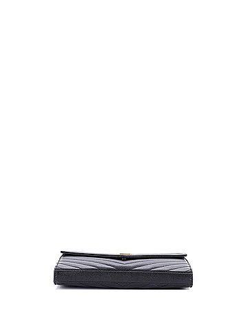 Saint Laurent Classic Monogram Wallet on Chain Matelasse Chevron Leather Medium (view 2)