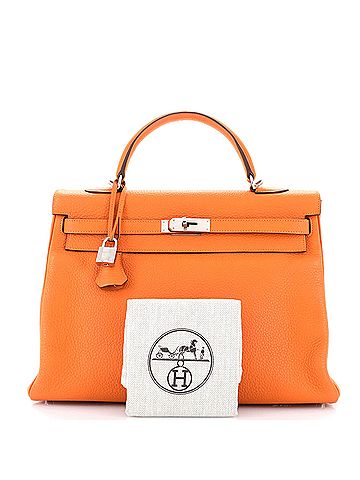 Hermès Kelly Handbag Orange Clemence with Palladium Hardware 35 (view 2)