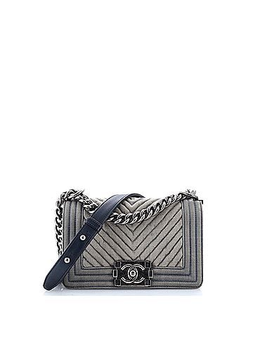 Chanel Boy Flap Bag Chevron Denim Small (view 1)