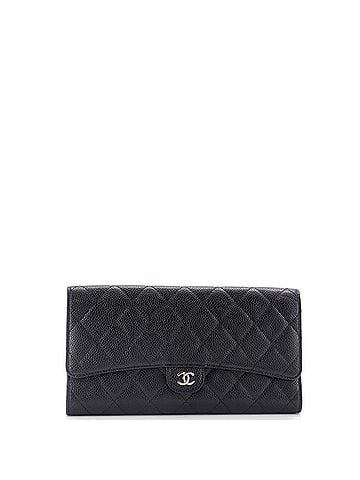 Chanel CC Gusset Classic Flap Wallet Quilted Caviar Long (view 1)