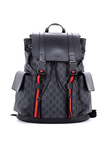 Gucci Double Pocket Buckle Backpack GG Coated Canvas Large (view 1)