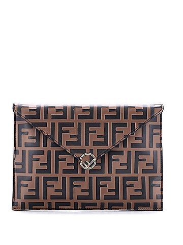 Fendi F is Fendi Envelope Flat Pouch Zucca Embossed Leather Large (view 1)