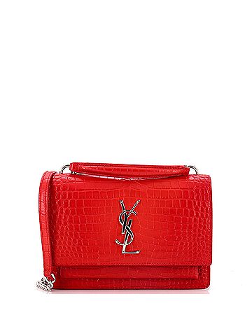 Saint Laurent Sunset Top Handle Chain Wallet Crocodile Embossed Leather (view 1)
