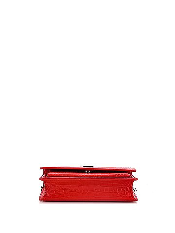 Saint Laurent Sunset Top Handle Chain Wallet Crocodile Embossed Leather (view 2)