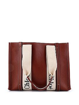 Chloé Woody Tote Leather with Canvas Medium (view 1)