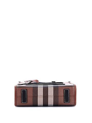 Burberry Freya Shopping Tote Check Canvas with Leather Mini (view 2)