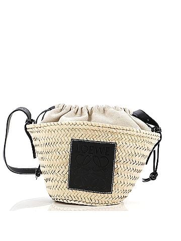 Loewe Drawstring Bucket Crossbody Bag Raffia and Leather (view 1)