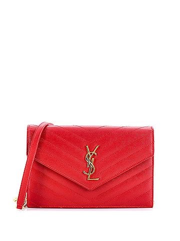 Saint Laurent Classic Monogram Wallet on Chain Matelasse Chevron Leather Small (view 1)