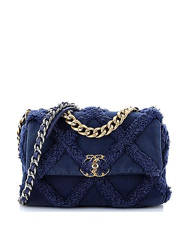 Chanel 19 Flap Bag Fringe Quilted Cotton Canvas Medium (view 1)