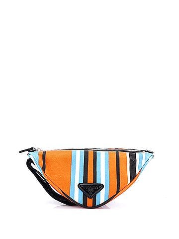 Prada Triangle Logo Zip Crossbody Bag Printed Canvas Large (view 1)