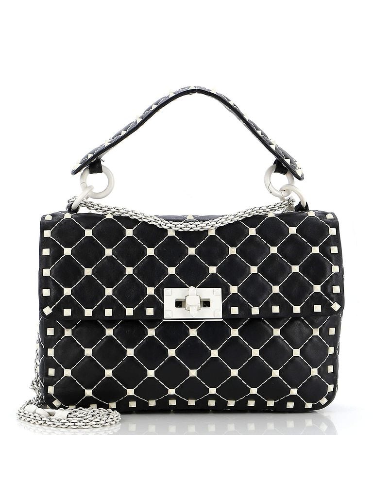 Valentino Garavani 100% Leather Black Rockstud Spike Flap Bag Quilted Leather Medium One size - photo 1
