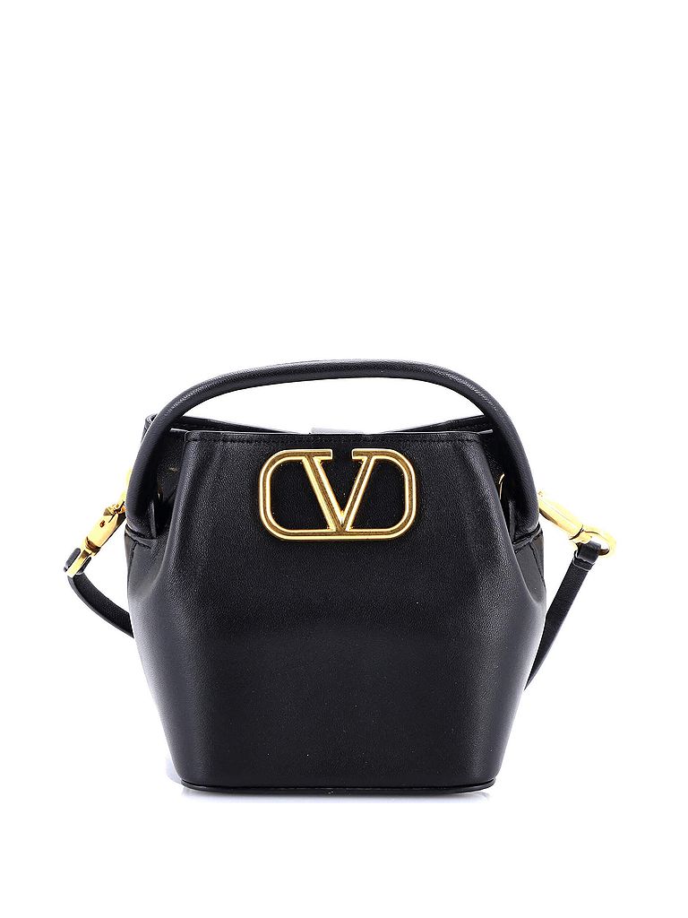 Valentino Garavani 100% Leather Black Pink VLogo Convertible Top Handle Bucket Bag Leather Mini One size - photo 1