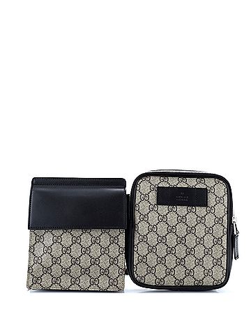 Gucci Double Web Belt Bag GG Coated Canvas with Leather (view 1)