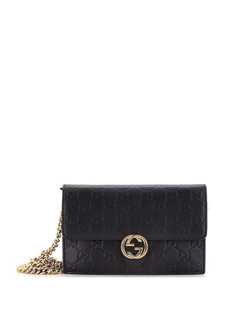 Gucci 100% Leather Black Icon Wallet on Chain Guccissima Leather One size - photo 1