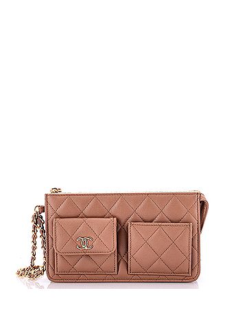 Chanel Polly Pocket Wristlet Pouch Quilted Caviar (view 1)