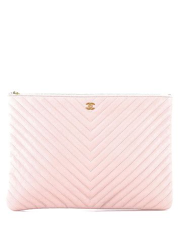 Chanel O Case Clutch Chevron Calfskin Large (view 1)