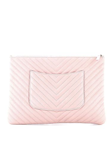 Chanel O Case Clutch Chevron Calfskin Large (view 2)