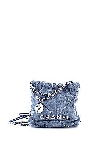 Chanel 22 Chain Hobo Quilted Studded Denim Mini (view 1)