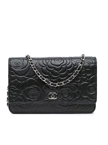 Chanel Lambskin Camellia Embossed Wallet On Chain (view 1)
