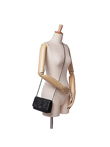 Chanel Lambskin Camellia Embossed Wallet On Chain (view 2)