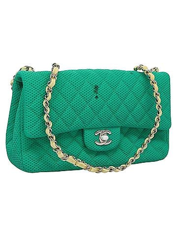 Chanel Green Cotton Shoulder Bag (view 1)
