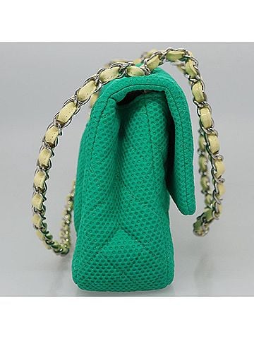 Chanel Green Cotton Shoulder Bag (view 2)