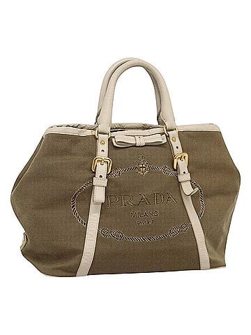 Prada Canapa Beige Canvas Handbag (view 1)
