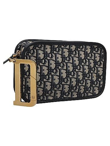 Dior Trotter Navy Canvas Clutch Bag (view 1)