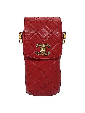 Chanel Phone Case Red Leather Clutch Bag (view 1)