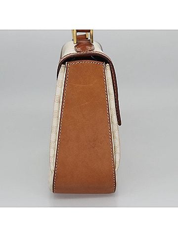 Céline Macadam White Canvas Handbag (view 2)
