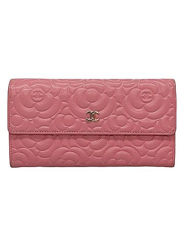 Chanel Camellia Pink Leather Wallet (view 1)