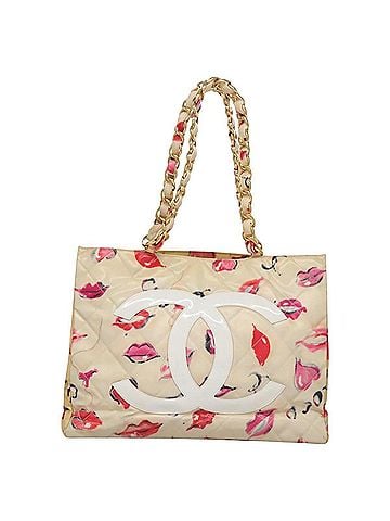 Chanel Cc Totebag Beige Patent Leather Tote Bag (view 1)