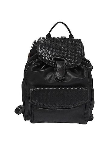 Bottega Veneta Intrecciato Black Leather Backpack Bag (view 1)