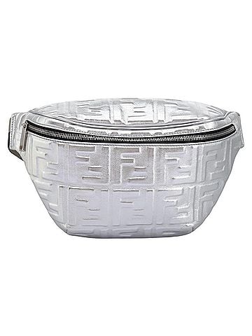 Fendi Ff Silver Leather Clutch Bag (view 1)