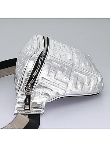 Fendi Ff Silver Leather Clutch Bag (view 2)
