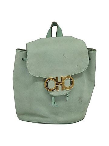 Salvatore Ferragamo Gancini Blue Suede Backpack Bag (view 1)