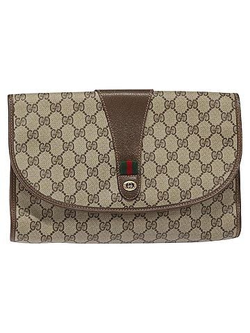 Gucci Ophidia Beige Canvas Clutch Bag (view 1)