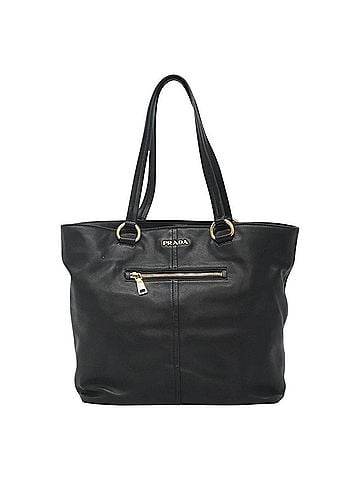 Prada Vitello Black Leather Tote Bag (view 1)