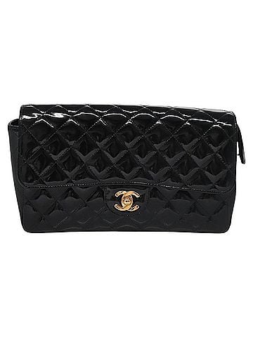 Chanel Timeless/Classique Black Patent Leather Backpack Bag (view 1)