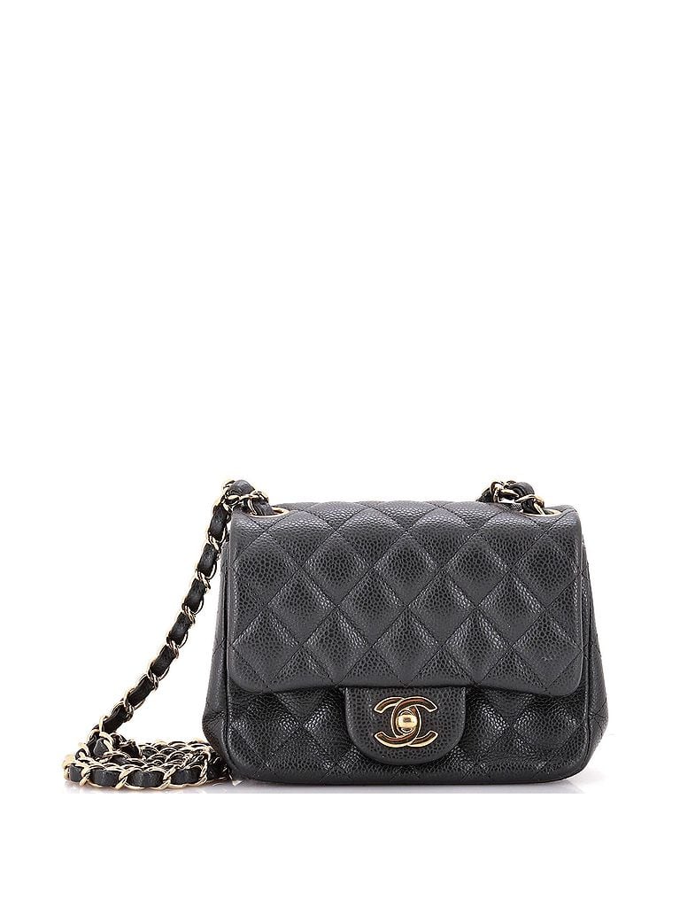 Chanel 100% Leather Black Square Classic Single Flap Bag Quilted Caviar Mini One size - photo 1