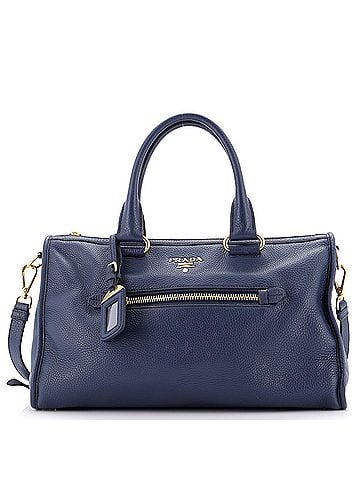 Prada Front Zip Convertible Satchel Vitello Phenix Medium (view 1)