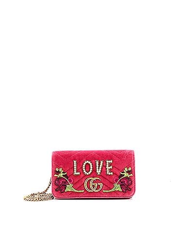 Gucci GG Marmont Chain Flap Bag Embroidered Matelasse Velvet Mini (view 1)